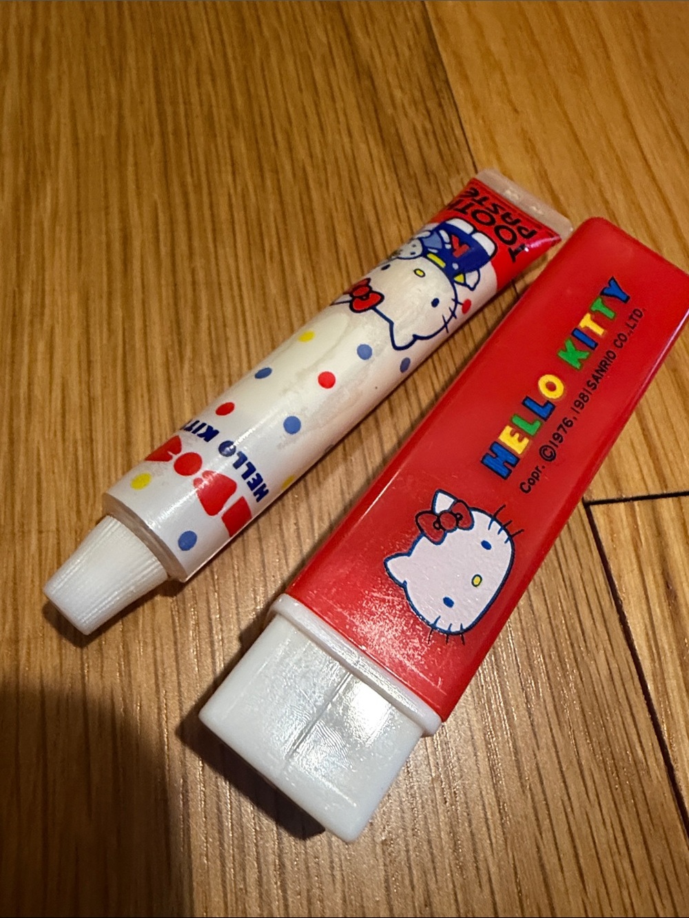 Vintage 1981 Hello Kitty Sanrio Toothbrush & Toothpaste Set Japan NOS